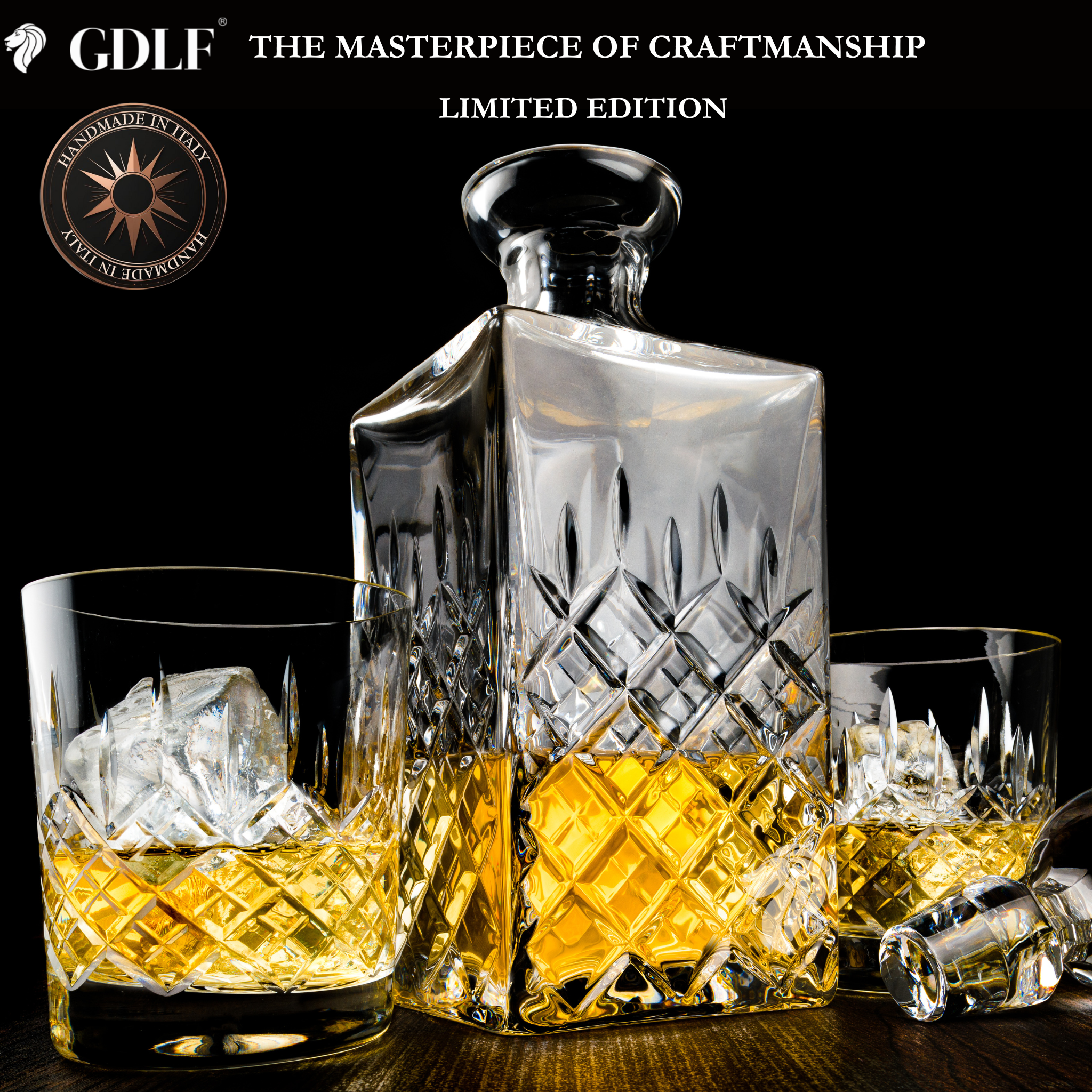 Handgemaakte Limited Edition Kristallen Whiskey Set Royal