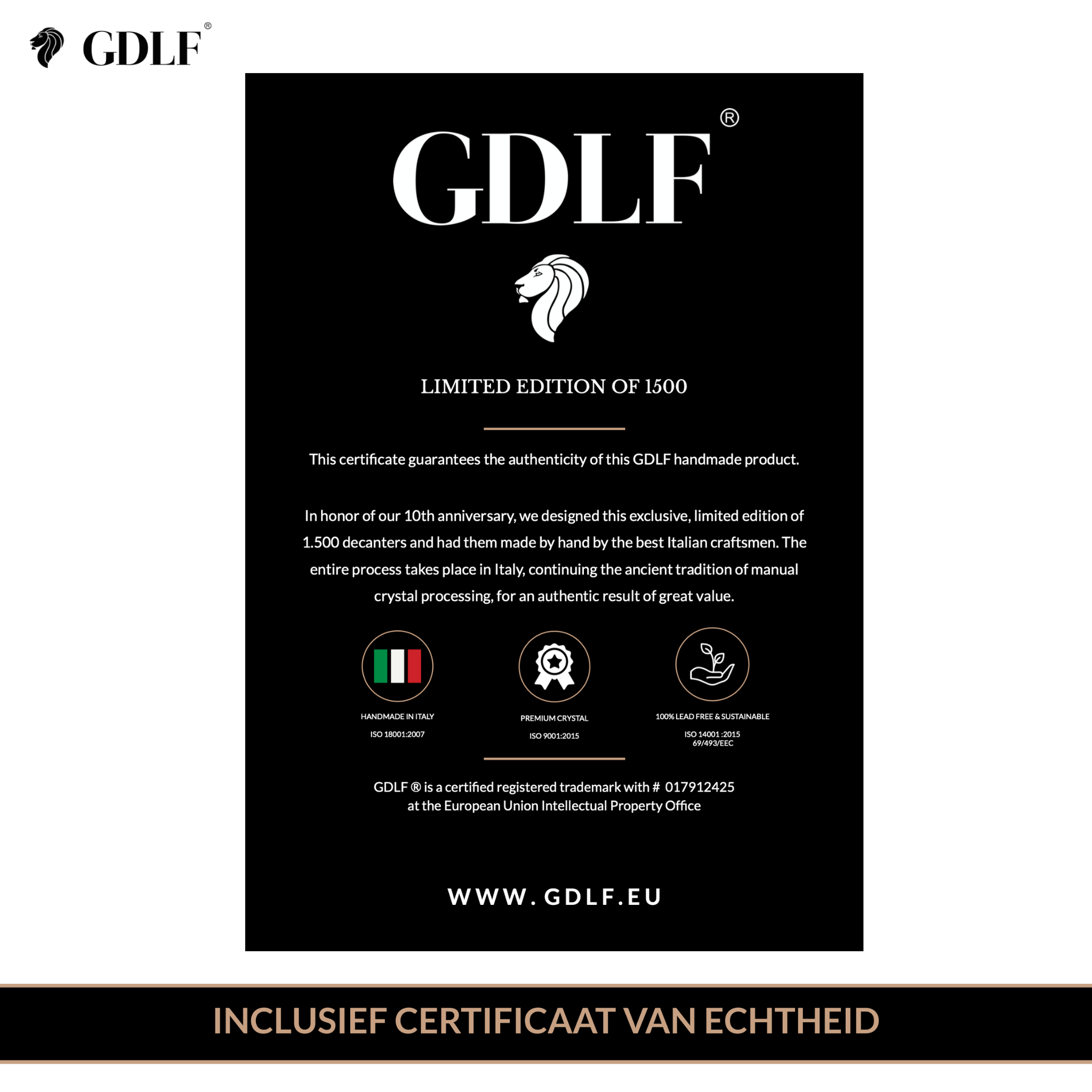 Handgemaakte Limited Edition Kristallen Whiskey Set Royal