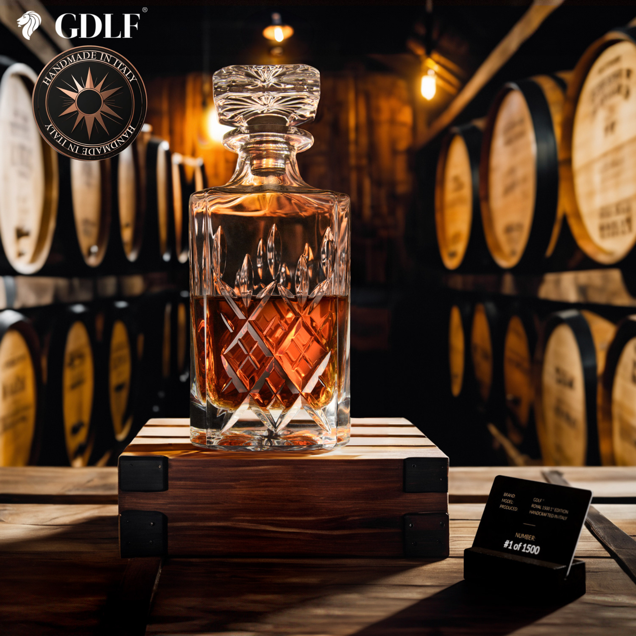 Handgemaakte Limited Edition Kristallen Whiskey Set Royal