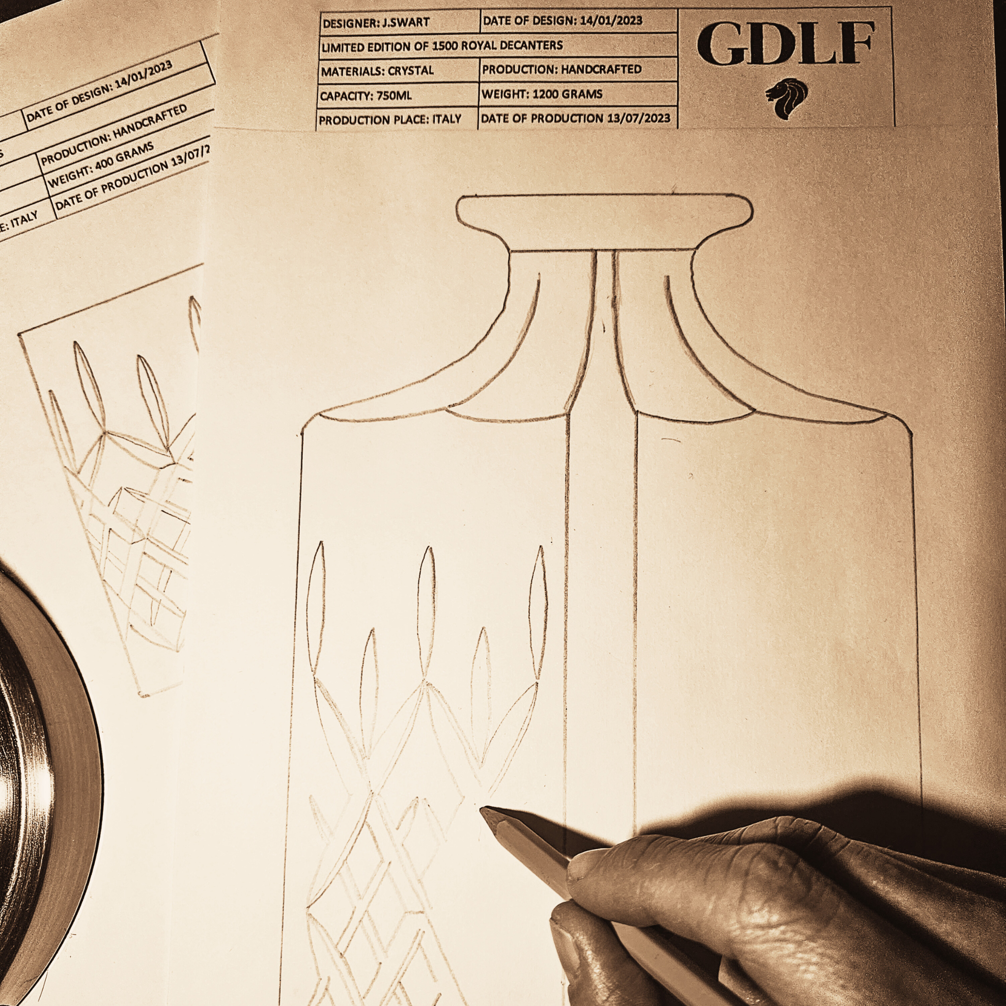 Handgemaakte Limited Edition Kristallen Whiskey Set Royal