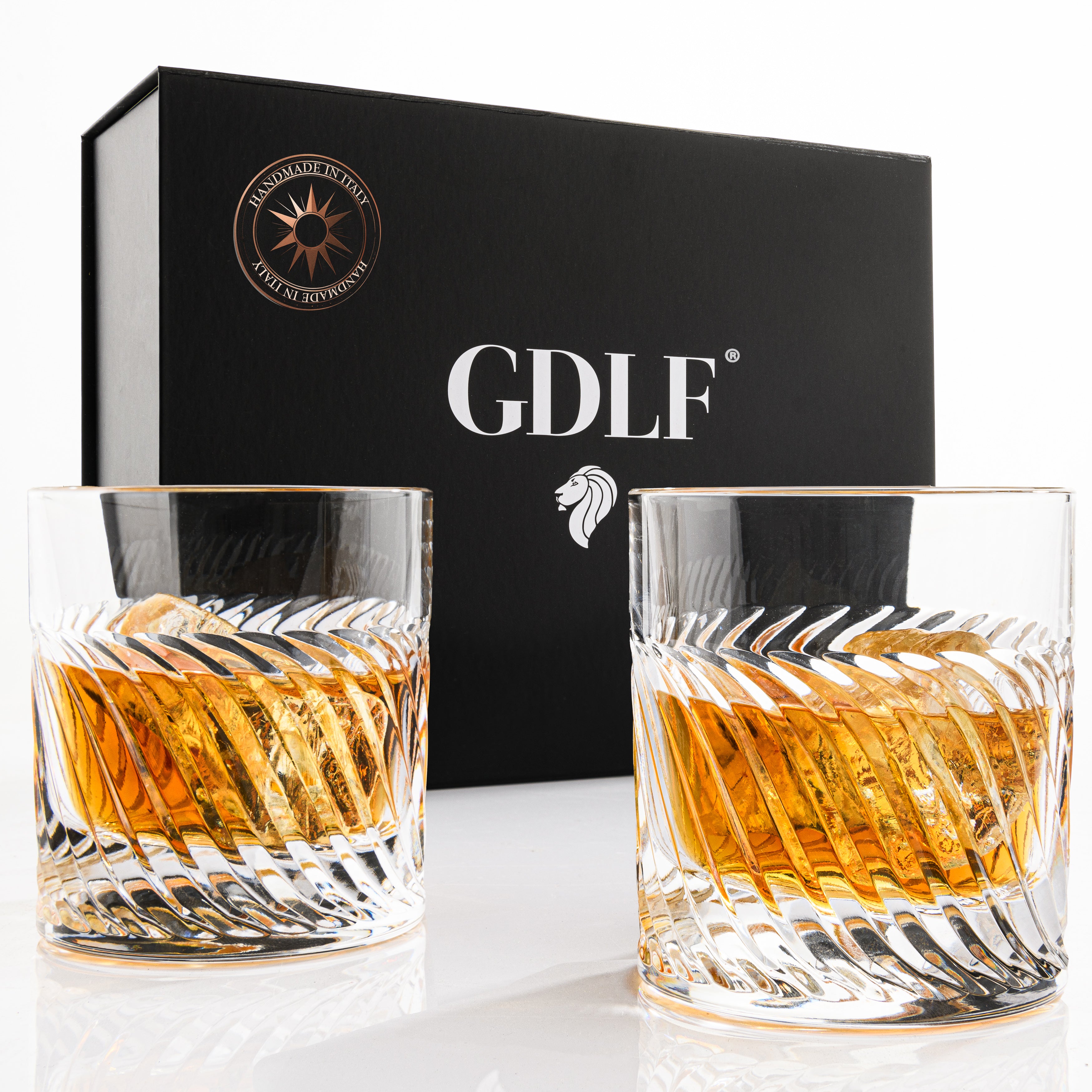 Handgemaakte kristallen Whiskey Glazen Set van 2