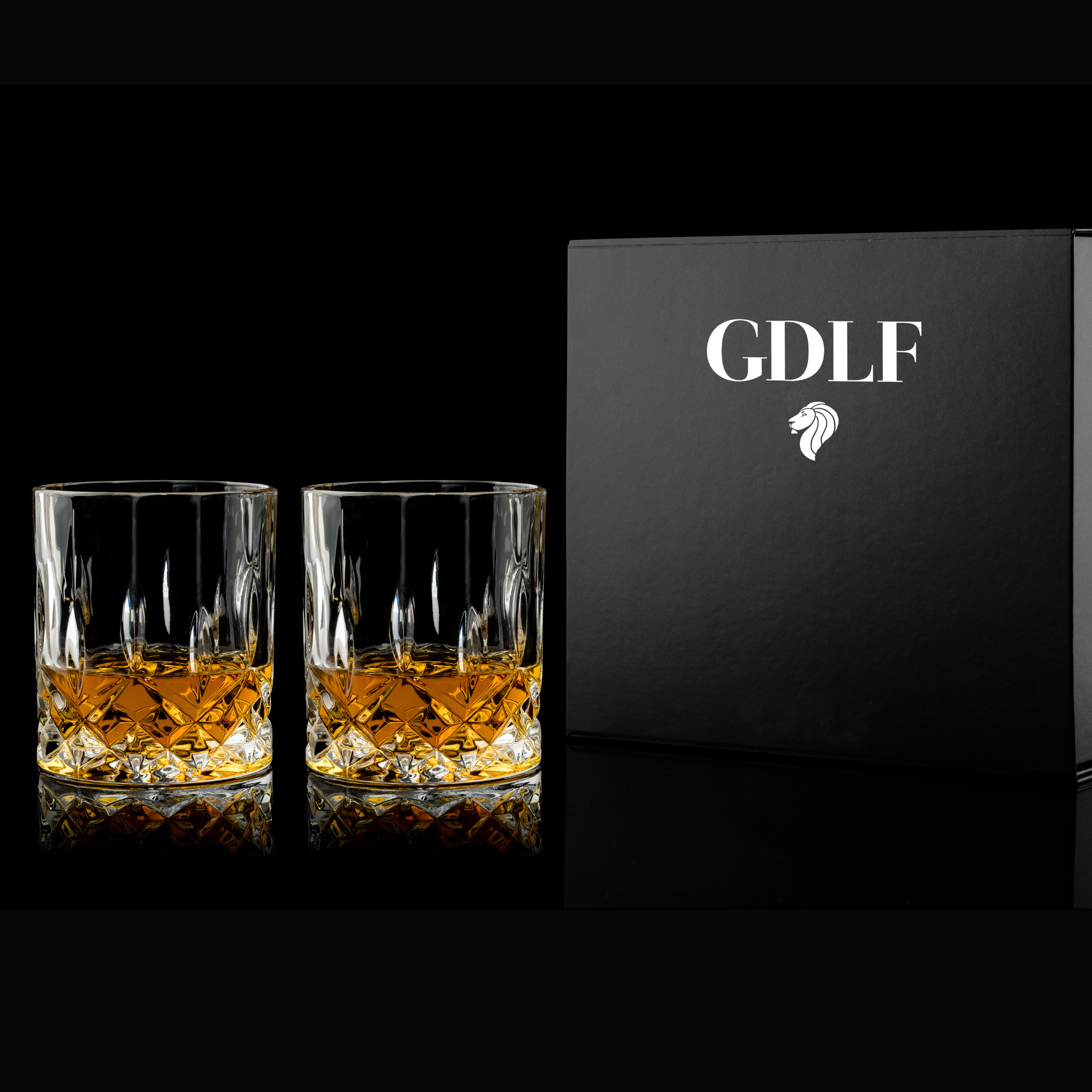 Whiskey Glazen Vintage Set van 2 in Luxe Giftbox